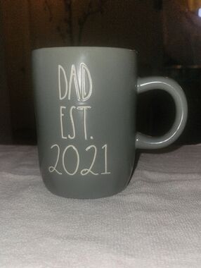 Rae Dunn Gray "DAD EST. 2021" Ceramic Mug No Call Outs. Masculine!
